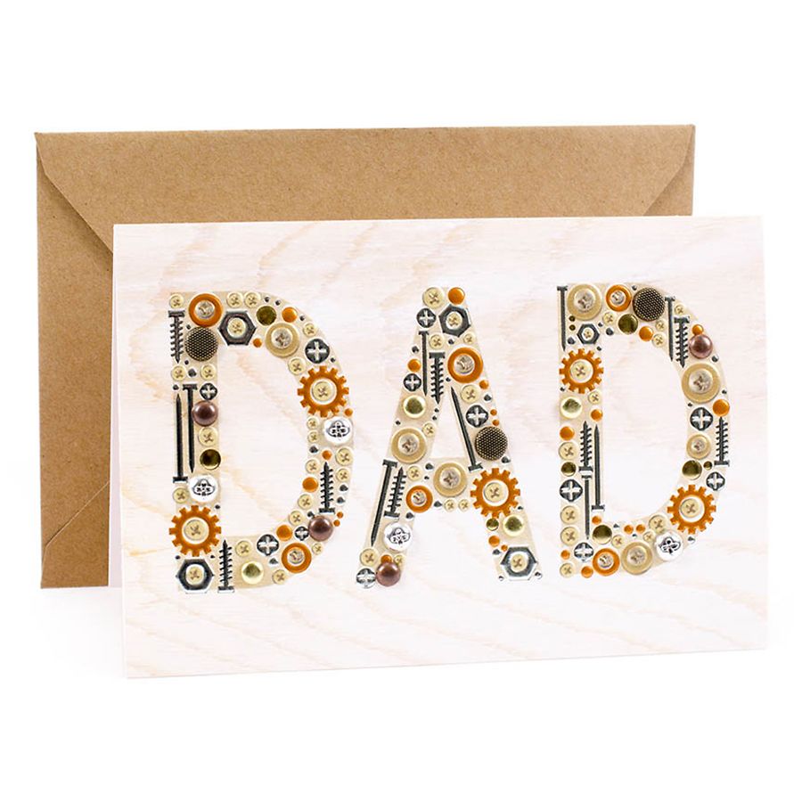 Hallmark Signature Wood Birthday or Father's Day Card for Dad (Nuts & Bolts)