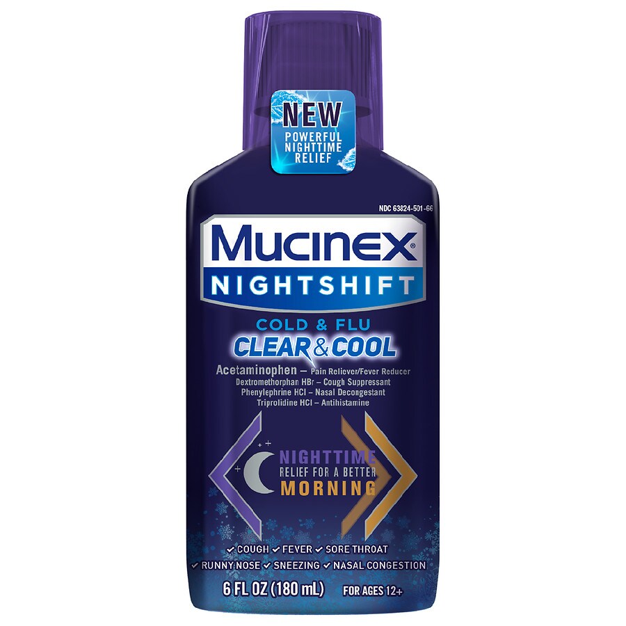  Mucinex Nightshift Cold & Flu Clear & Cool 