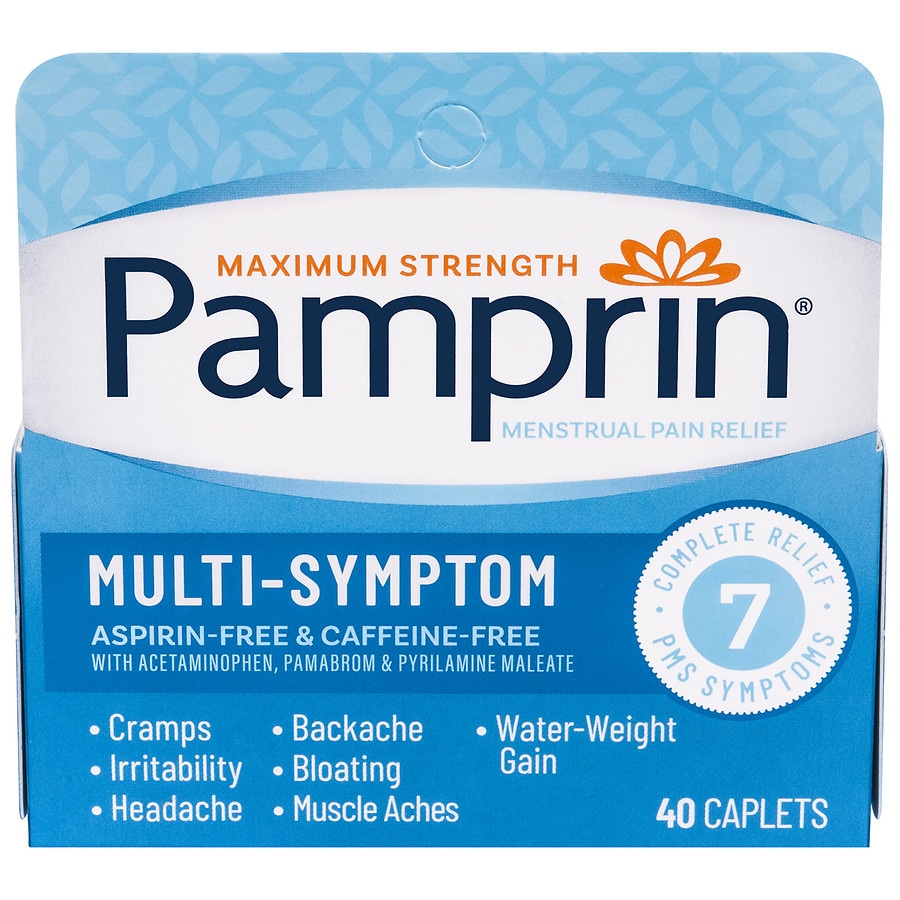 Pamprin Maximum Strength Multi-Symptom, Menstrual Period Symptoms Relief.