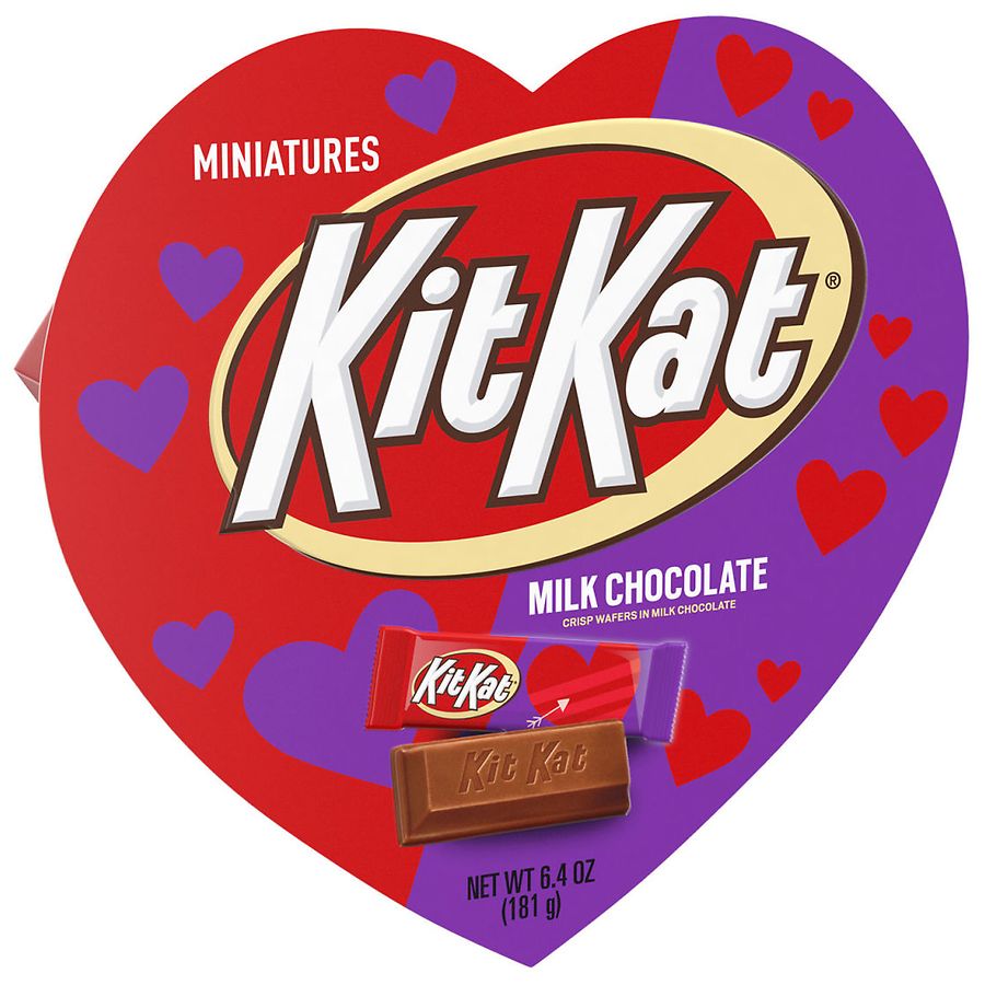 Kit Kat Miniatures, Wafer Candy, Valentine's Day Gift Heart Box Milk Chocolate