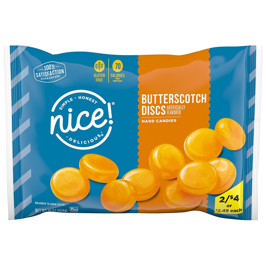 Nice! Butterscotch Flavored Discs Candy