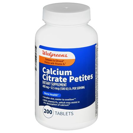 Walgreens Calcium Citrate 400 mg Petite + Vitamin D3 12.5 mcg - 200.0 ea