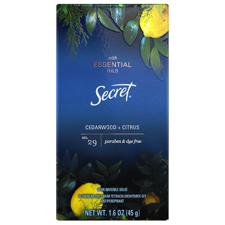  Secret Essential Oil Antiperspirant Invisible Solid Cedarwood & Citrus 