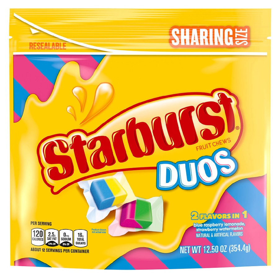 Starburst Flavor Duos Chewy Candy Stand Up Pouch