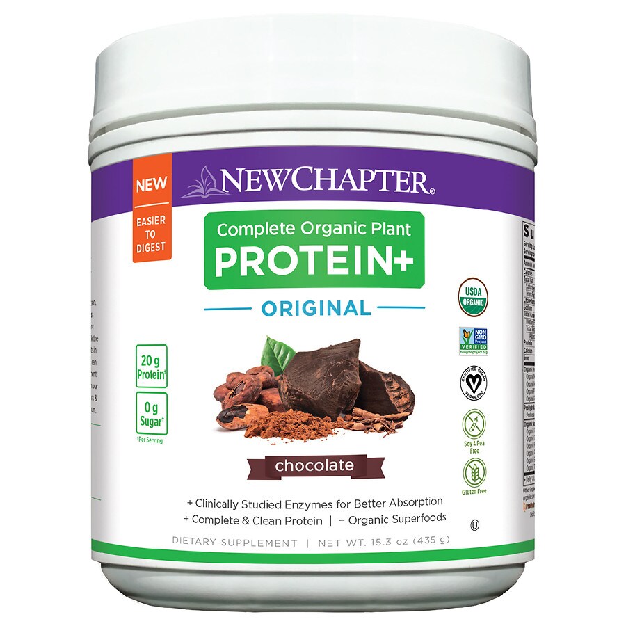  New Chapter Complete Organic Plant Protein+ Original, Vegan Protein Powder 