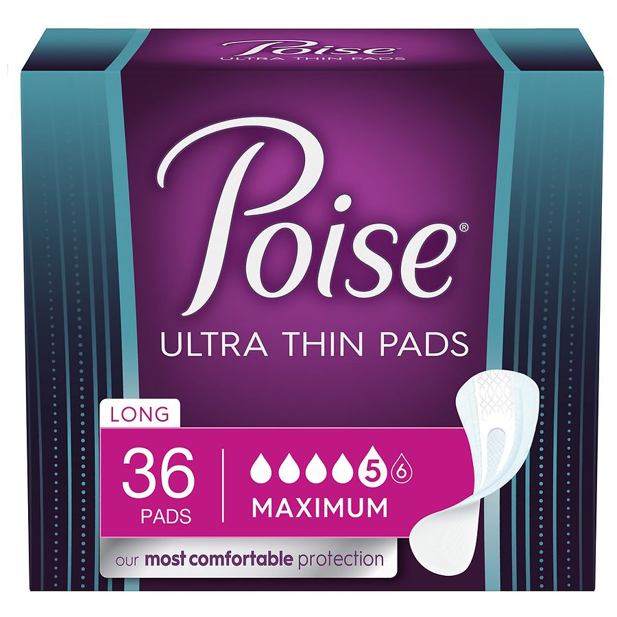 Poise Ultra Thin Postpartum Incontinence Pads, Maximum Absorbency, Long Length