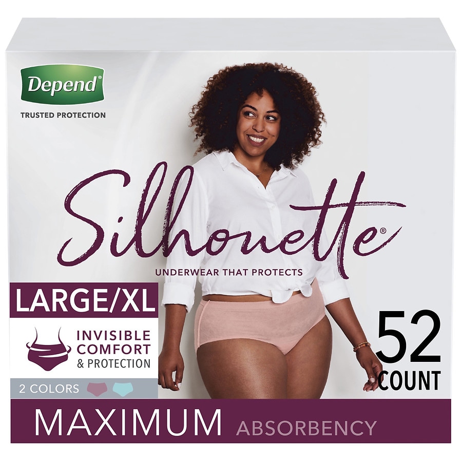 Depend Silhouette Incontinence Underwear for Women, Maximum Absorbency Large/XL Berry & Teal