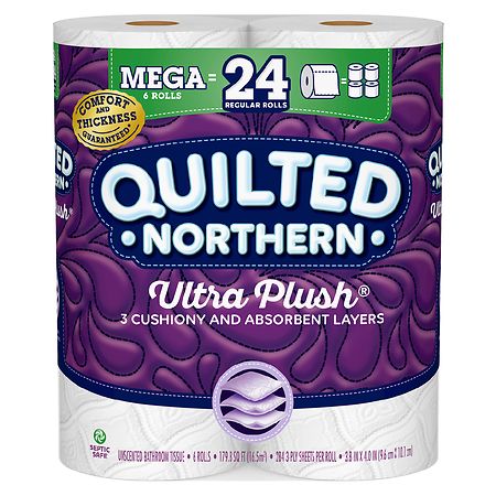 Quilted Northern Ultra Plush Toilet Paper, 6 Mega Rolls (= 24 Regular Rolls)