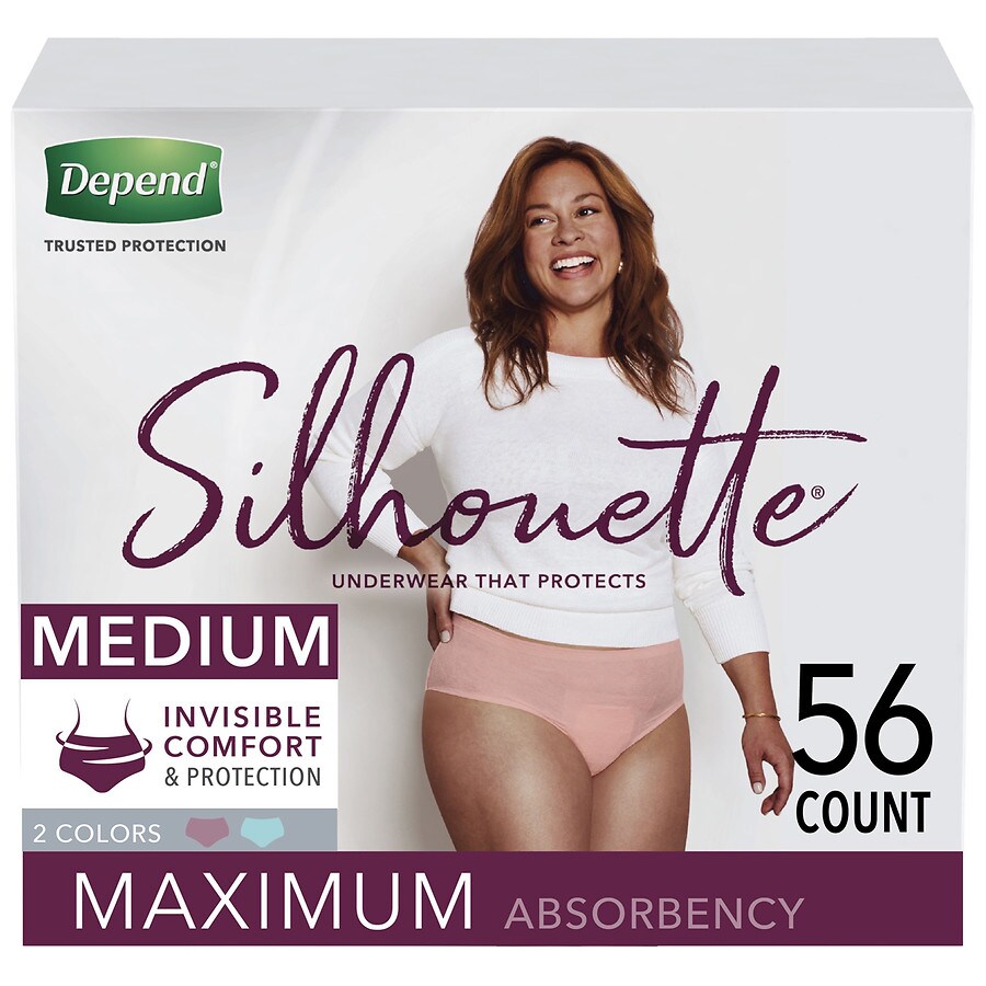 Depend Silhouette Incontinence Underwear for Women, Maximum Absorbency Medium Berry & Teal