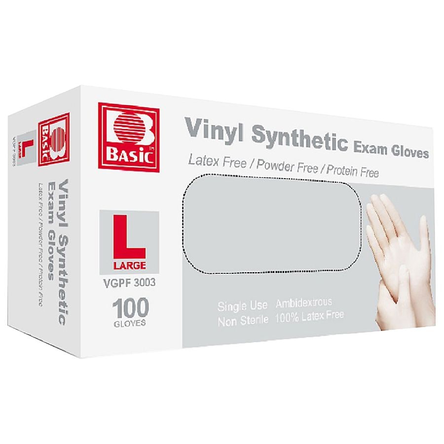 INTCO Basic 1 Box 100Pcs Disposable Vinyl Synmax Gloves Black PF Single Use Latex Free Power Free Protein Free Non Sterile X-Large 