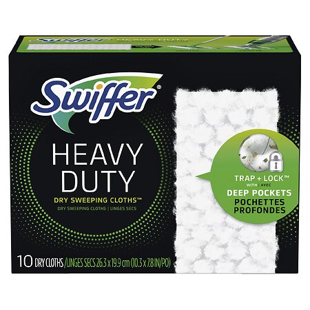 Swiffer Sweeper Heavy Duty Multi-Surface Dry Cloth Refills for Floor Sweeping and Cleaning  10 Ct