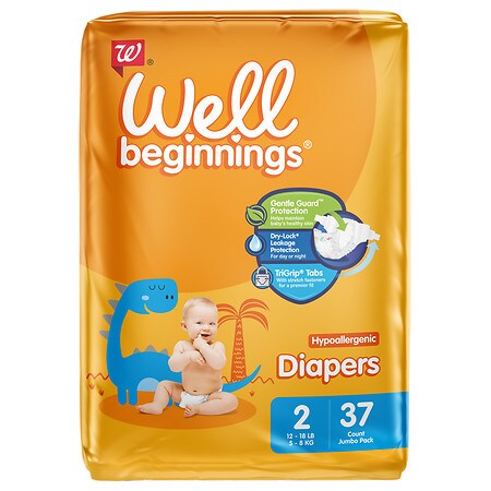 Well Beginnings Premium Diapers Size 2 - 37.0 ea