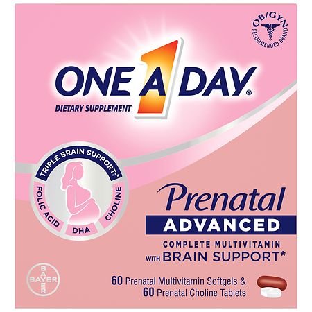 One A Day Advanced Prenatal Multivitamin with Choline, 60+60 Count