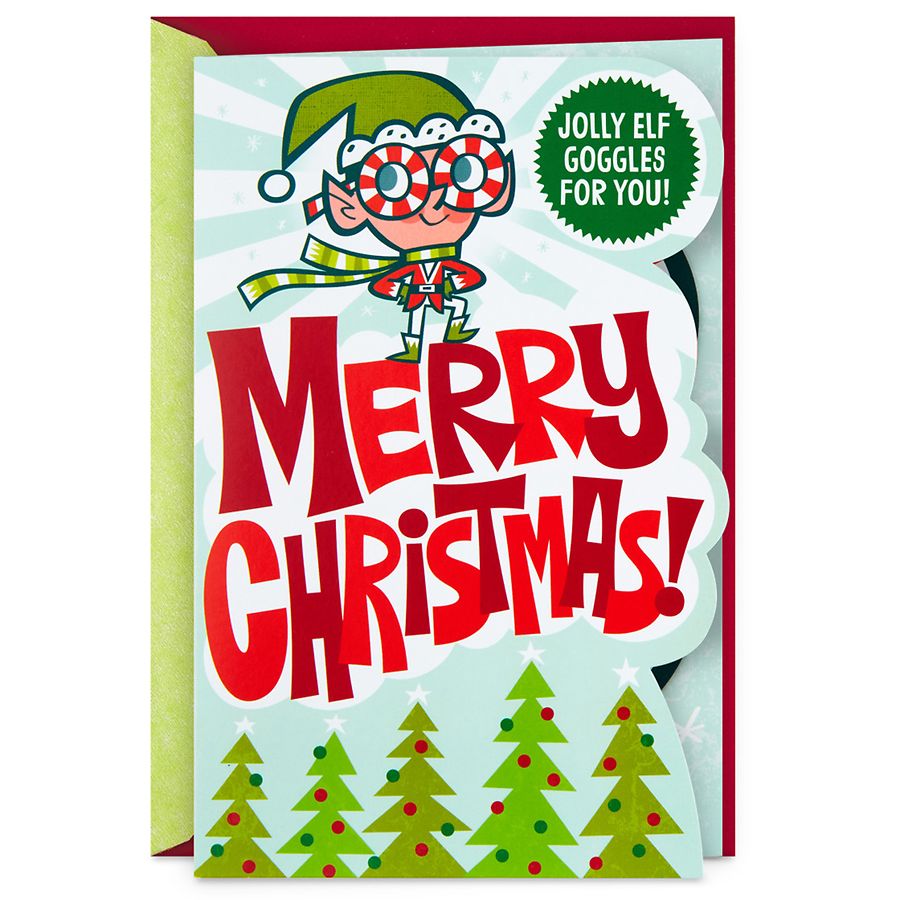 Hallmark Christmas Card with Removable Elf Goggles