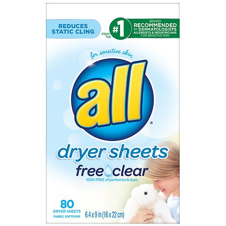 UPC 072613460229 product image for all Dryer Sheets for Sensitive Skin Free Clear - 80.0 ea | upcitemdb.com
