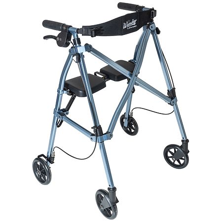 Able Life 4-Wheel Space Saver Folding Travel Walking Aid Walker Rollator in Cobalt Blue