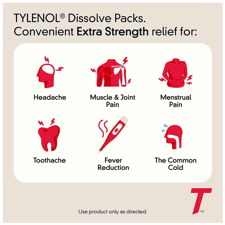 TYLENOL Extra Strength Dissolve Packs With Acetaminophen, Berry