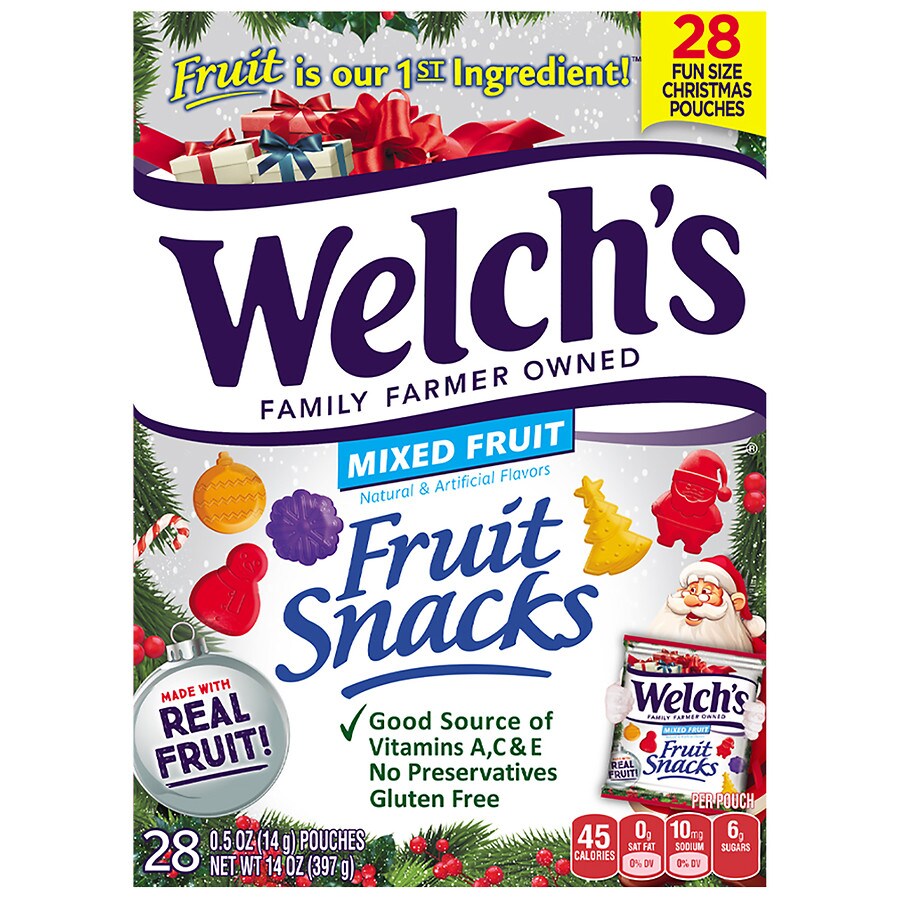 Welch's Xmas Shaped Fun Size Fruit Snacks Mixed Fruit