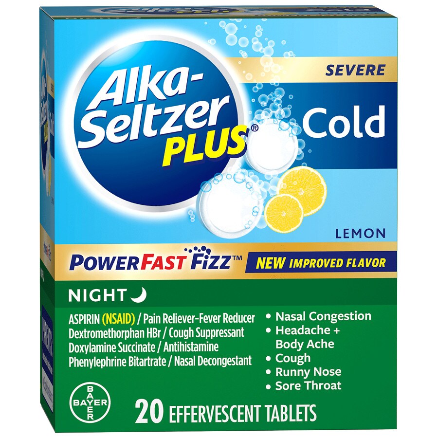  Alka-Seltzer Plus Severe Night Cold PowerFast Fizz Lemon Effervescent Tablets 