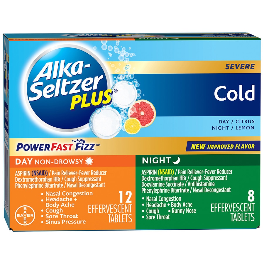  Alka-Seltzer Plus Severe Day + Night Cold PowerFast Fizz Effervescent Tablets Citrus & Lemon 