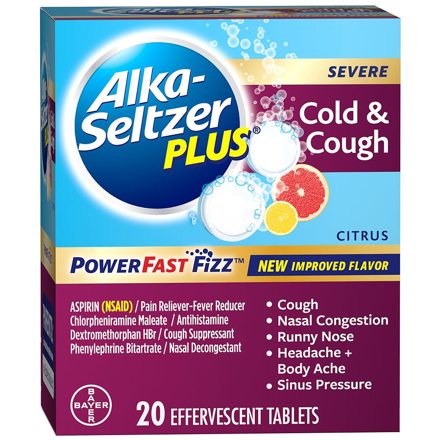 Alka Seltzer Plus Severe Cold Cough Powerfast Fizz Citrus Effervescent Tablets Walgreens