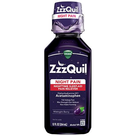 ZzzQuil Nighttime Pain Relief Sleep Aid Liquid Midnight Berry - 12.0 oz