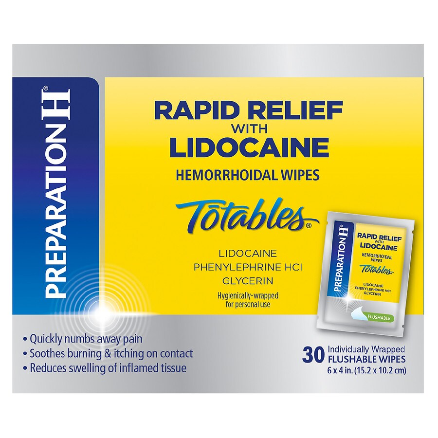  Preparation H Rapid Relief with Lidocaine Hemorrhoidal Wipes Totable 