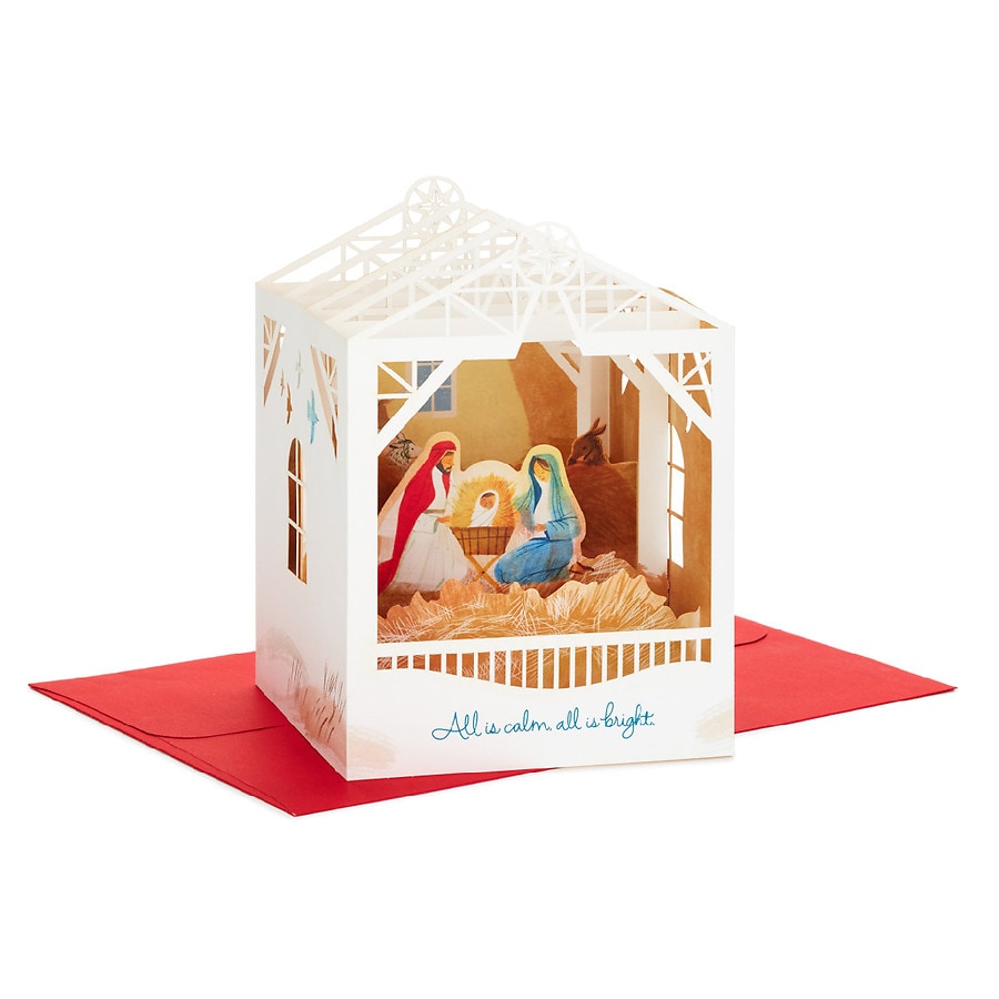 Hallmark Paper Wonder 3D Pop-Up Christmas Card (All Is Calm Nativity Shadow Box) S22