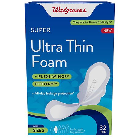 Walgreens Ultra Thin Foam Pads, Super Absorbency Unscented, Size 2