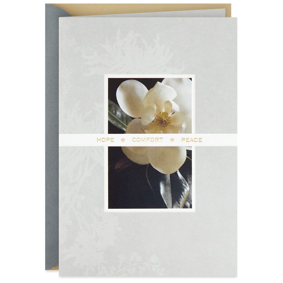 Hallmark Sympathy Card (White Floral Gray) (BOP004)