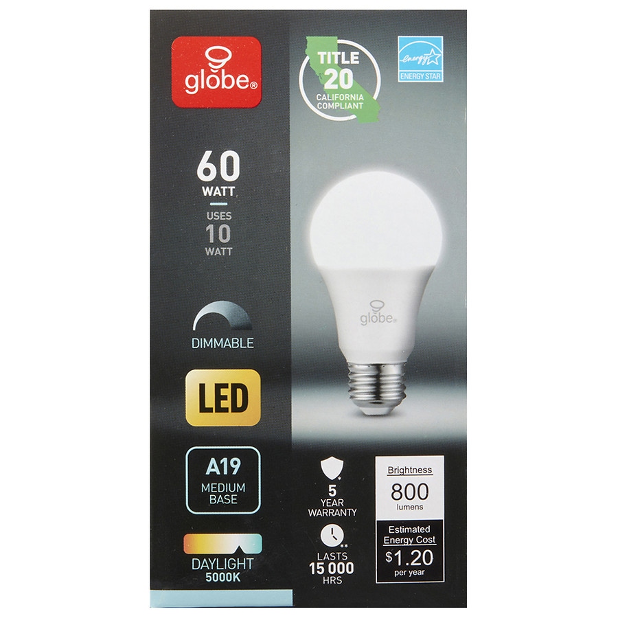  GLOBE Daylight LED Light Bulb 