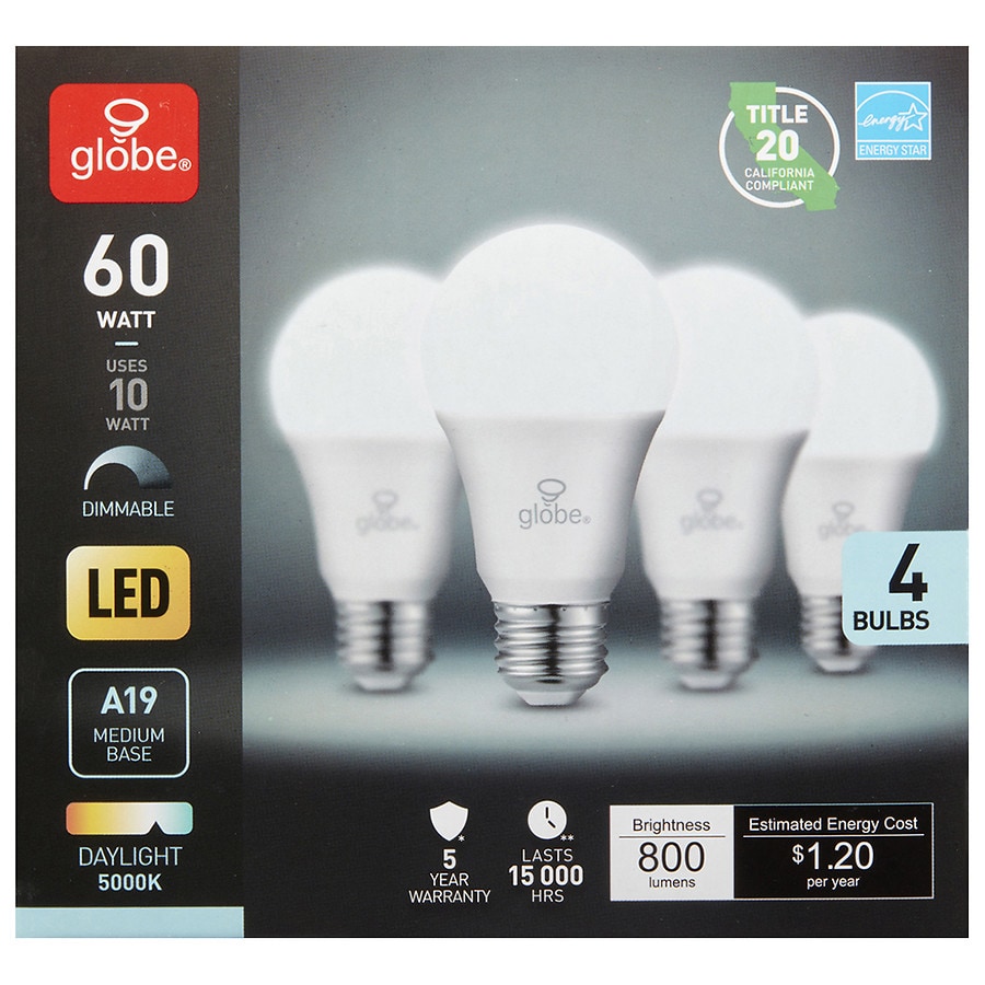  GLOBE Daylight LED Light Bulb 