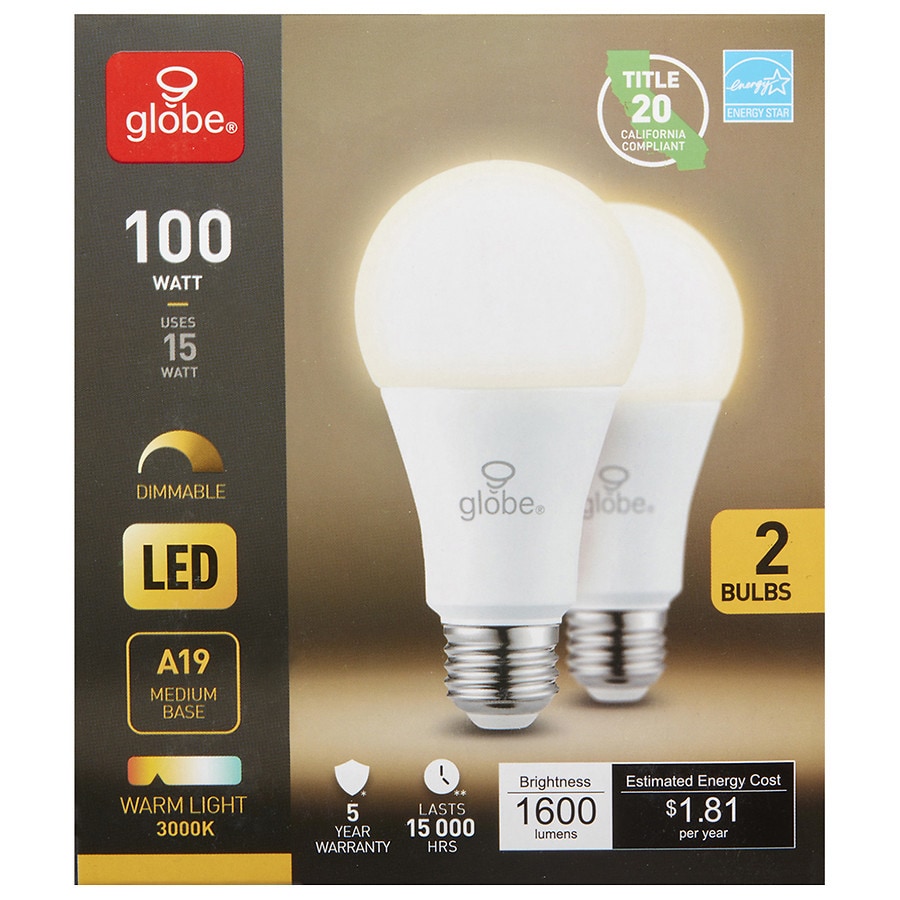  GLOBE Warm Light LED Dimmable Light Bulb 