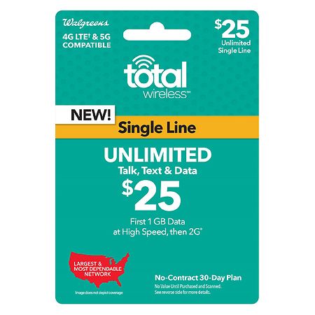 Total Wireless Prepaid Wireless Airtime Card $25