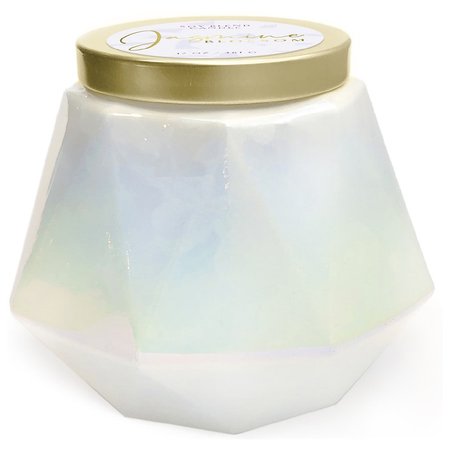 Festive Voice Home Fragrance Valentine Jar Candle Jasmine Blossoms White Iridescent
