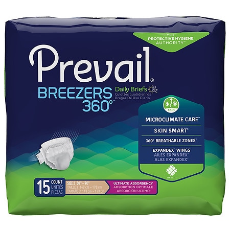 Prevail Air Plus Adult Incontinence Brief 3 Heavy Absorbency PVBNG-014CA 15 Ct