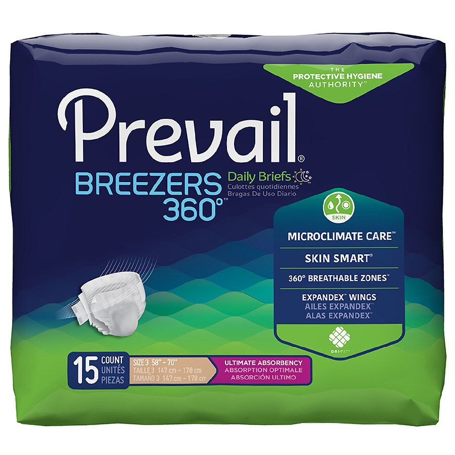 Prevail Briefs Size 3 Unscented, XL White