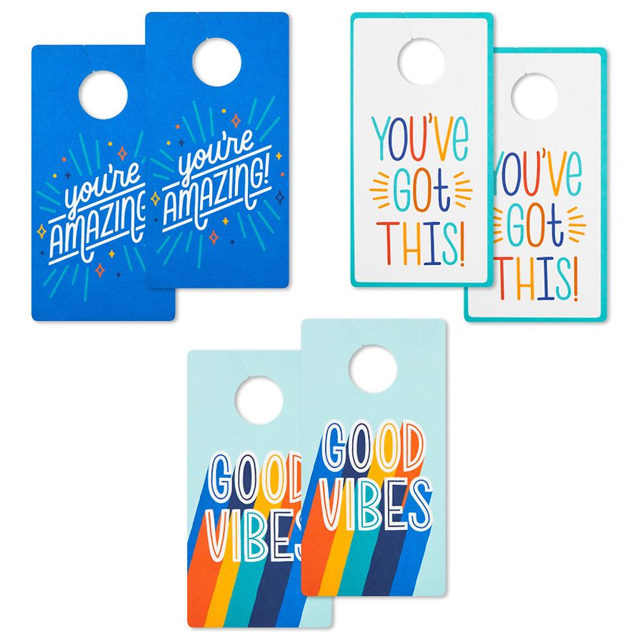 Hallmark Door Hanger Cards Variety Pack (Encouragement Cards, Just Because Cards)