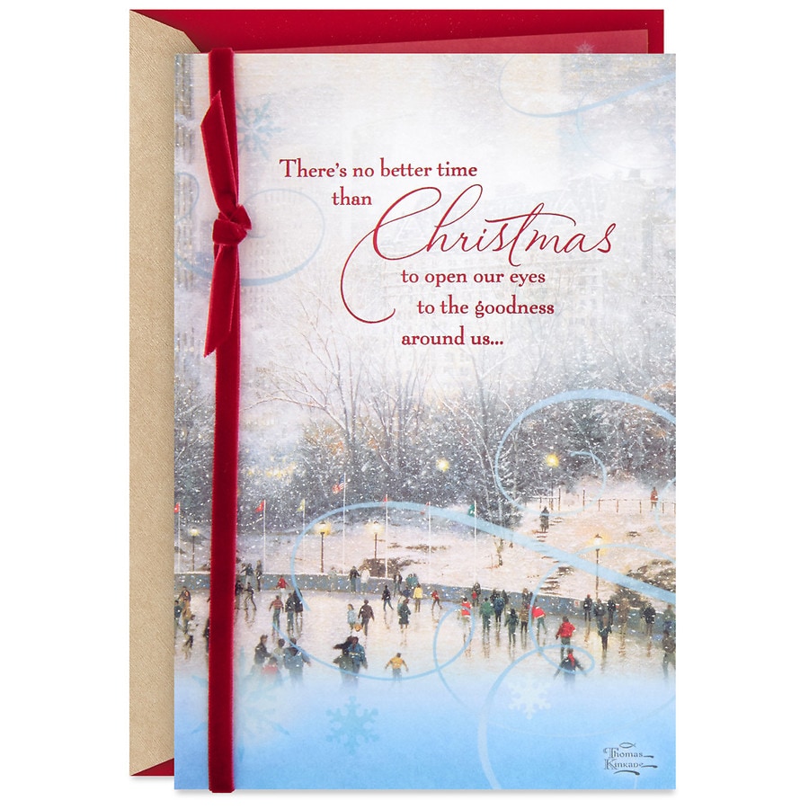 Hallmark Christmas Card (You're a Gift Thomas Kinkade Skating in the Park) S14