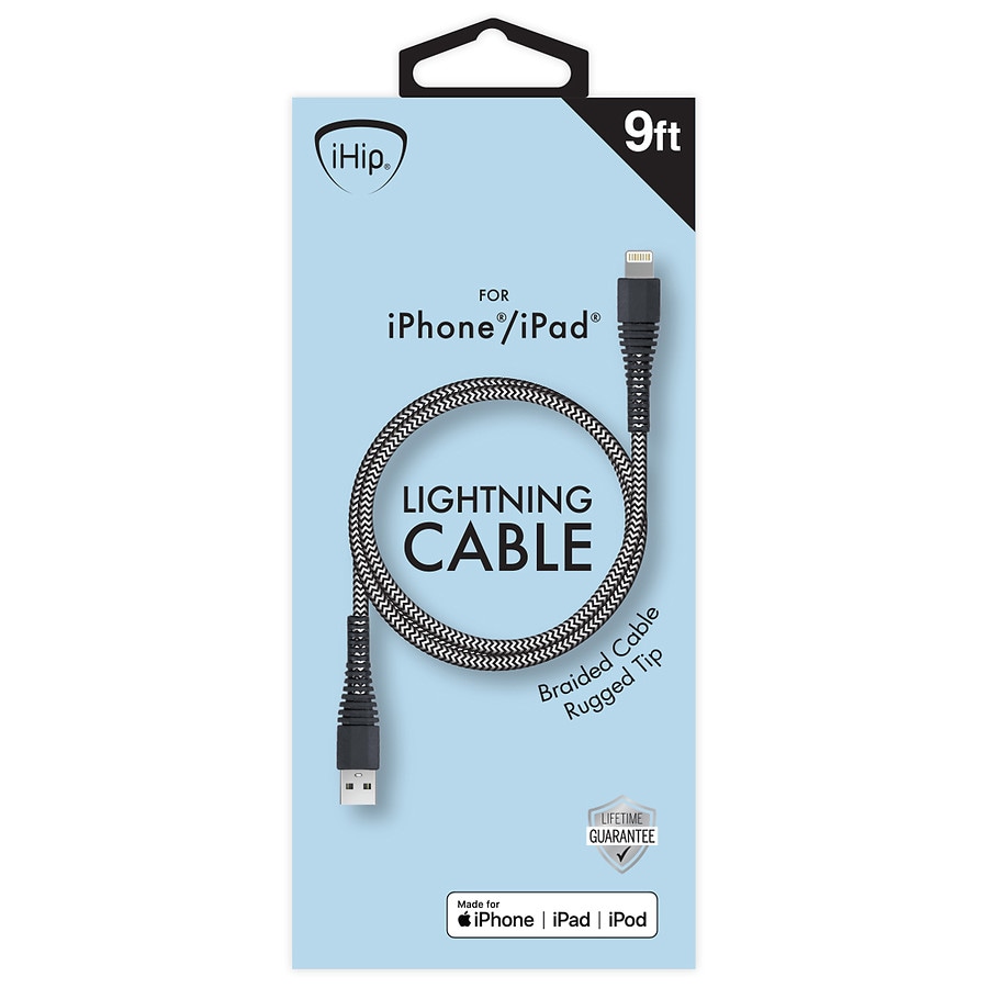  iHip Braided Lightning Cable with Rugged Tip Black 