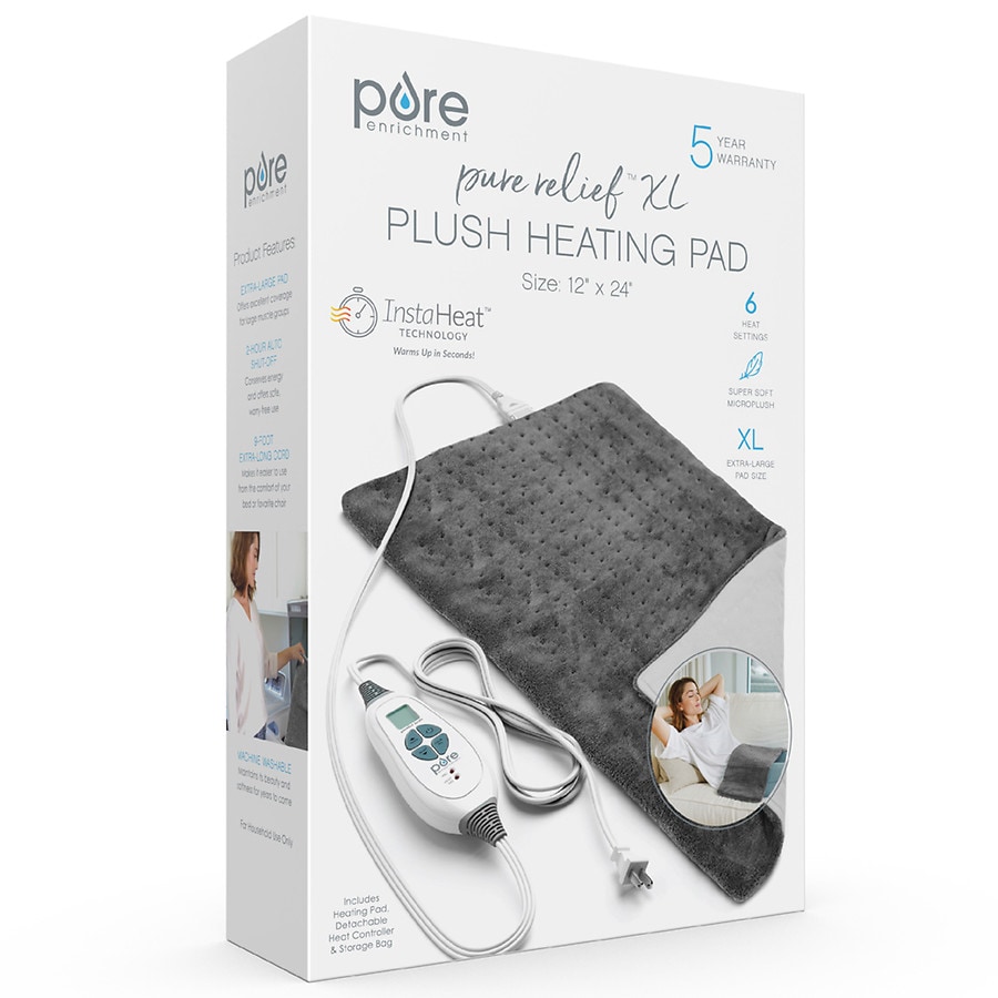 Pure Enrichment PureRelief XL King Size Heating Pad Charcoal Gray