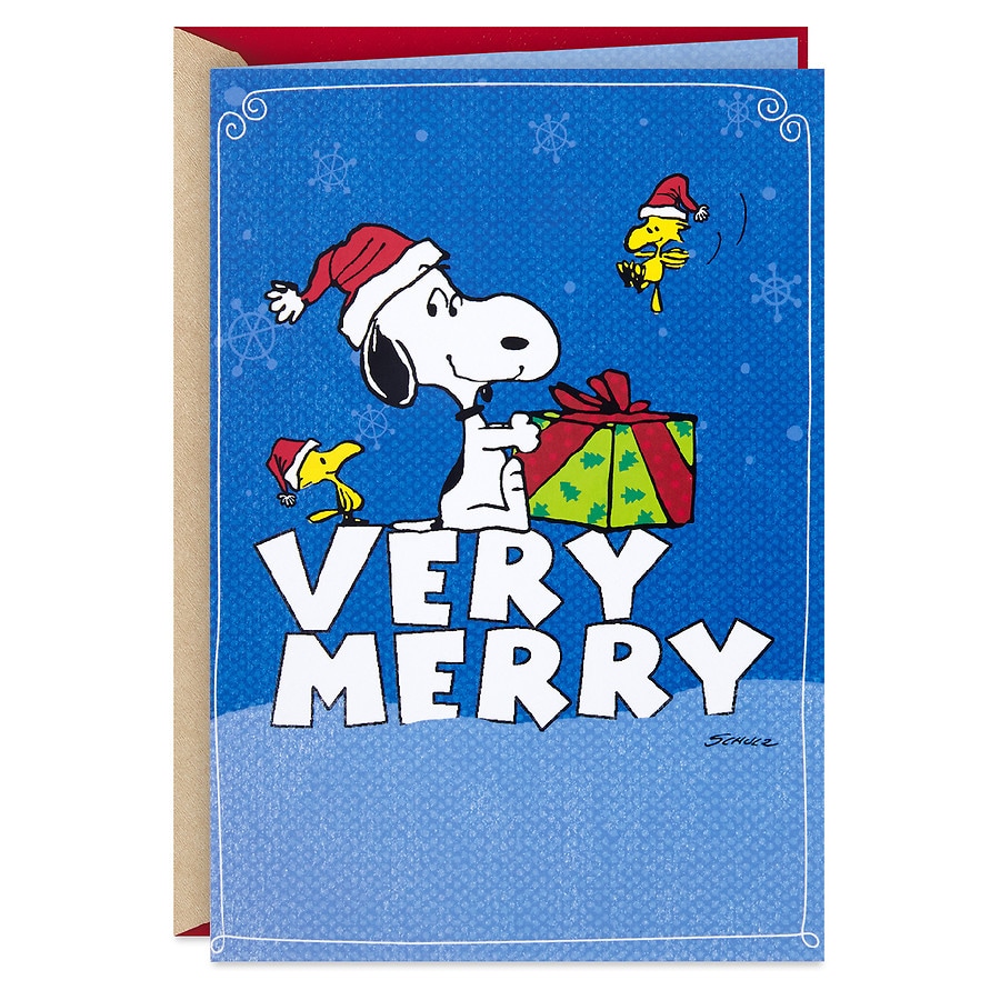 Hallmark Christmas Card (Peanuts Snoopy and Woodstock Very Merry) S8