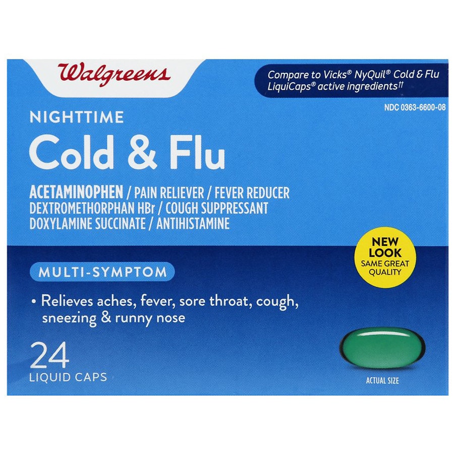  Walgreens Cold & Flu Nighttime Liquid Caps 