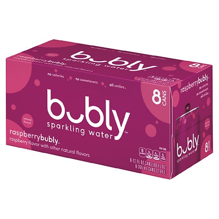 Bubly RASPBERRY SPARKLING WATER 8-can/case 