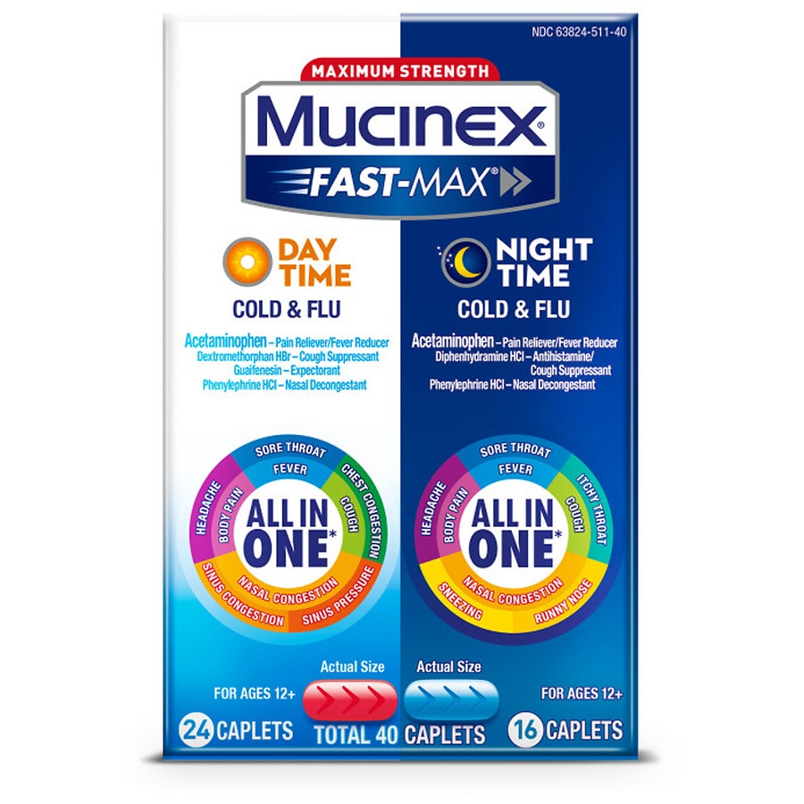  Mucinex Fast-Max Cold & Flu Day and Night All-in-One Multi Symptom Relief 