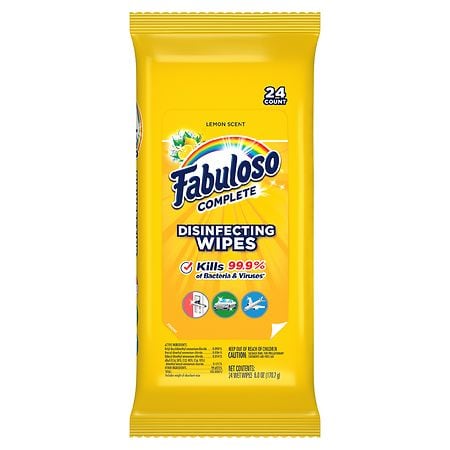 1 case of Fabuloso Disinfecting Wipes (12 packs of 24 count disinfecting wipes)