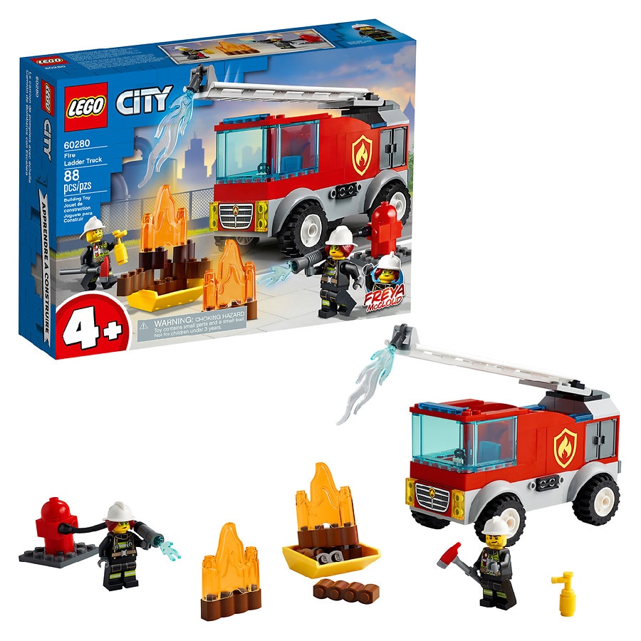Lego City Fire Ladder Truck 60280 88 Piece Building Set Multi-Color