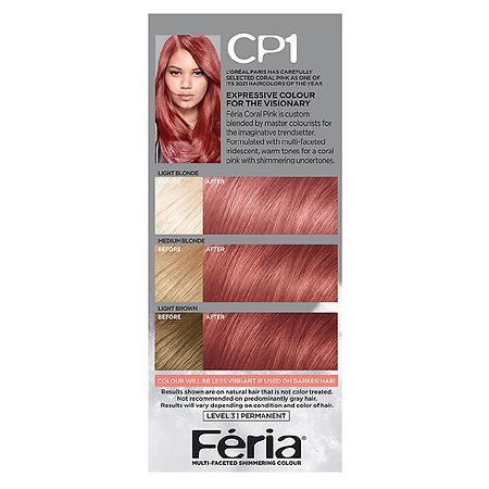 L Oreal Paris Feria Multi Faceted Shimmering Permanent Hair Color Coral Pink Cp1 Walgreens