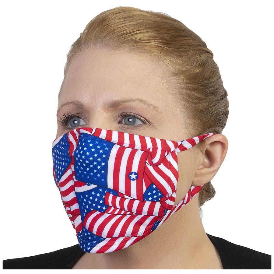 Celeste Stein Printed Face Mask Waving USA Flags