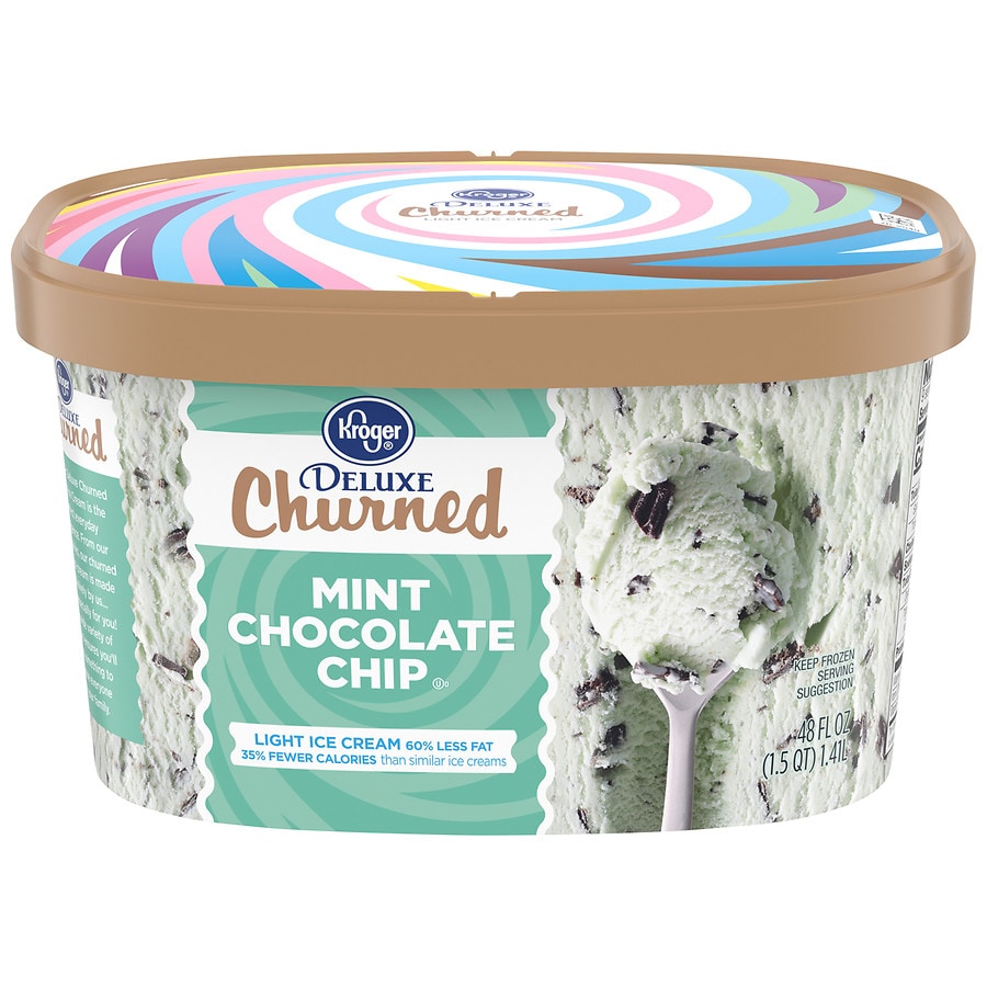 Kroger Deluxe Churned Mint Chocolate Chip Light Ice Cream